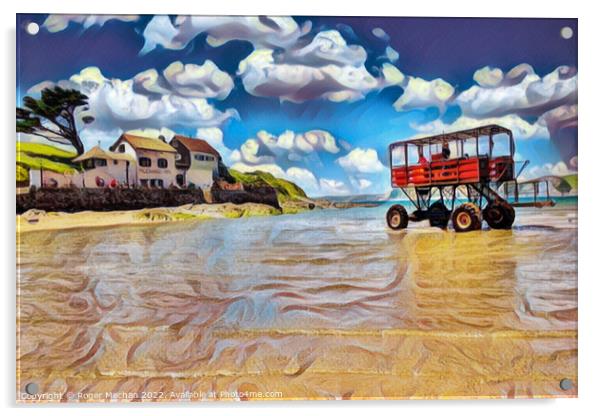 The Iconic Sea Tractor of Burgh Island Acrylic by Roger Mechan