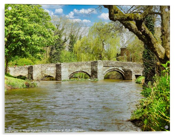 Ancient Stone Bridge Amidst a Flood Acrylic by Roger Mechan