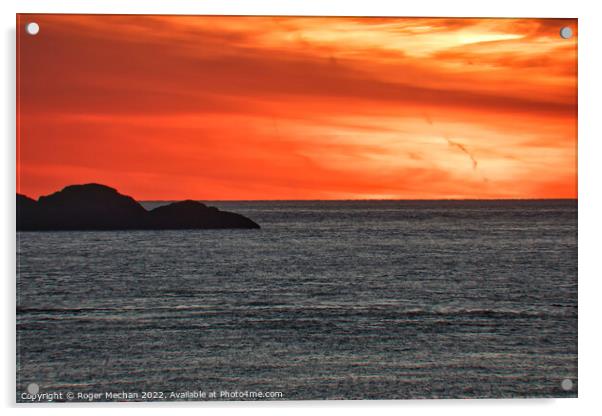 Serene Ramsey Island Sunset Acrylic by Roger Mechan
