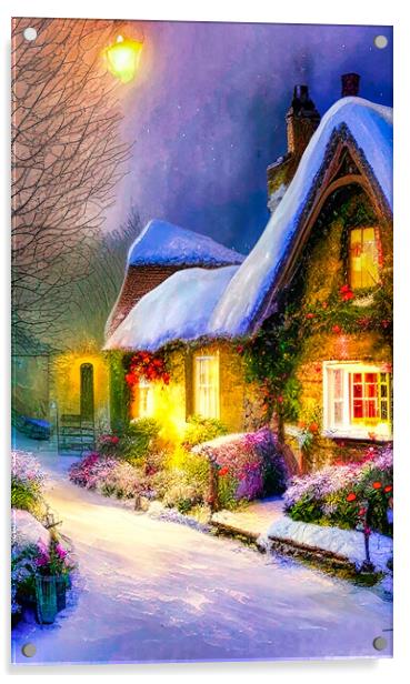Winter wonderland village Acrylic by Roger Mechan