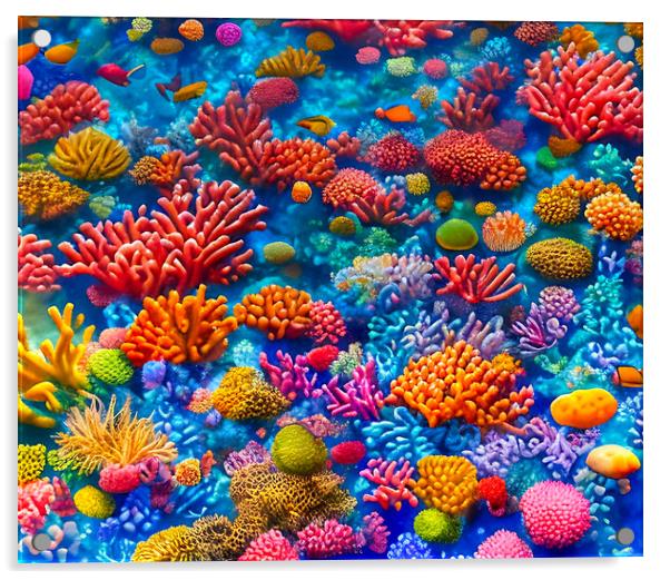 Vibrant Life Beneath the Waves Acrylic by Roger Mechan