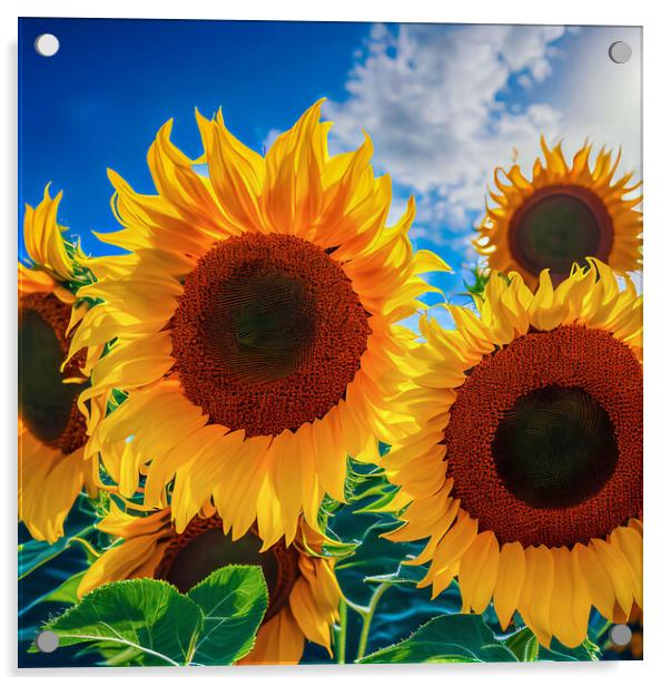 Sunflowers: A Bounty of Yellow Acrylic by Roger Mechan