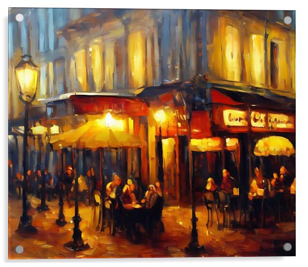 Night in Montmartre Acrylic by Roger Mechan