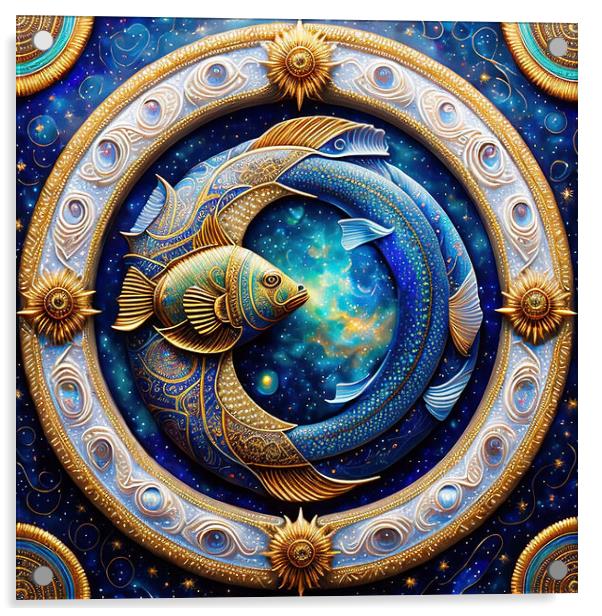 Pisces - The Water Dance Acrylic by Roger Mechan