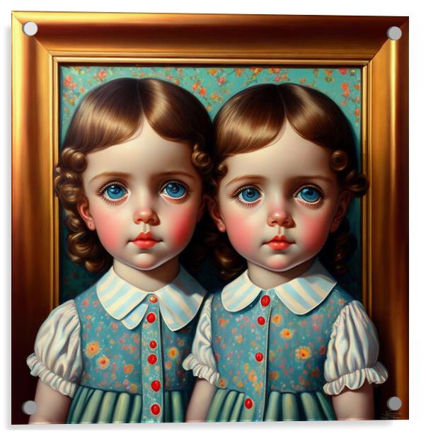 Joyful Gemini Girls Acrylic by Roger Mechan