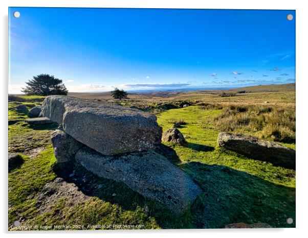 Granite rocks and Dartmoor wilderness Acrylic by Roger Mechan