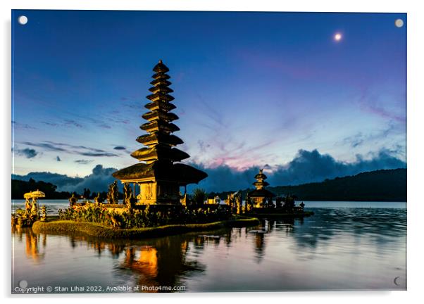 Bali pagoda in sunrise Acrylic by Stan Lihai