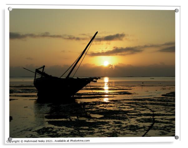 Sunrise fishing boat Acrylic by Mehmood Neky