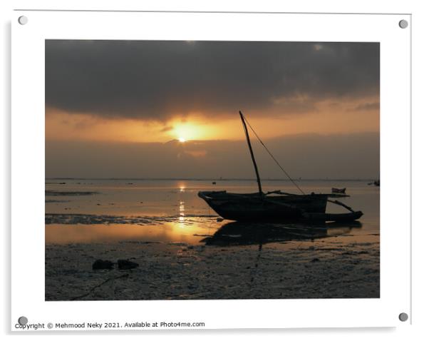 Fishing boat at sunrise Acrylic by Mehmood Neky