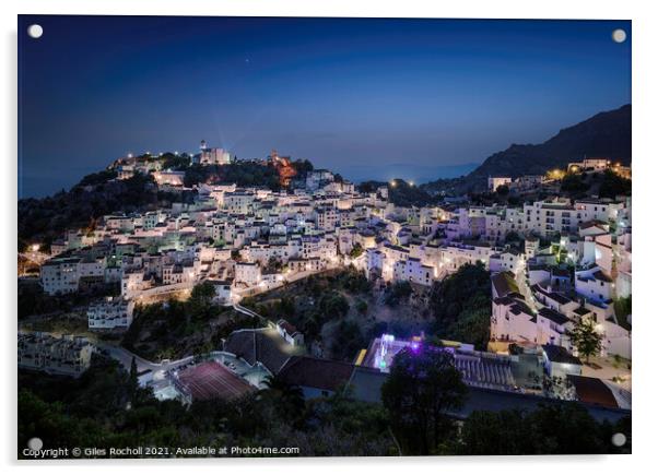 Casares Spanish town at night Acrylic by Giles Rocholl