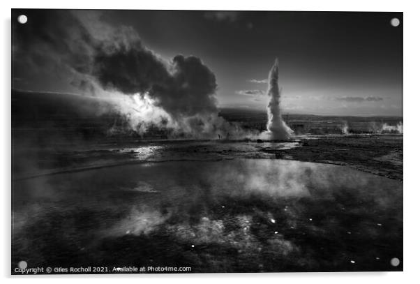 Exploding geyser Iceland Acrylic by Giles Rocholl