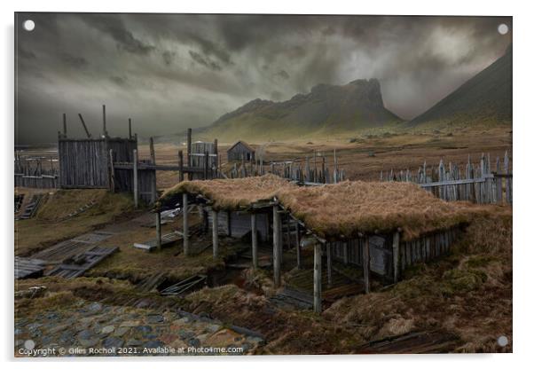 Viking village Iceland Acrylic by Giles Rocholl