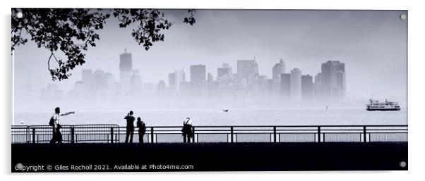 New York from Liberty Island Acrylic by Giles Rocholl