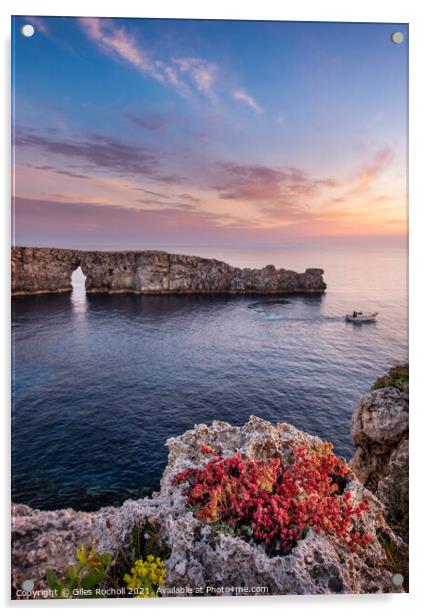 Menorca sunset and sea Acrylic by Giles Rocholl