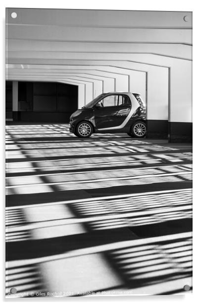 Graphic shadows and car Acrylic by Giles Rocholl