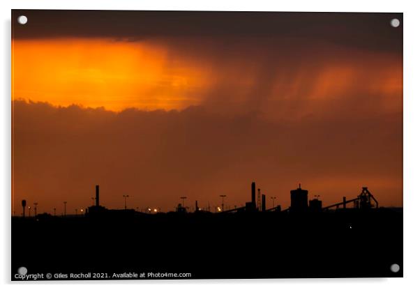Industrial sunset silhouette Acrylic by Giles Rocholl