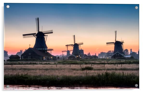 Zaanse Schans windmills Netherlands Acrylic by Giles Rocholl