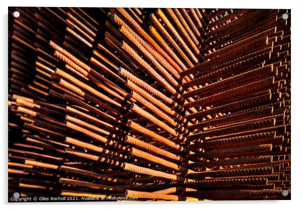 Rusty metal rods abstract Acrylic by Giles Rocholl