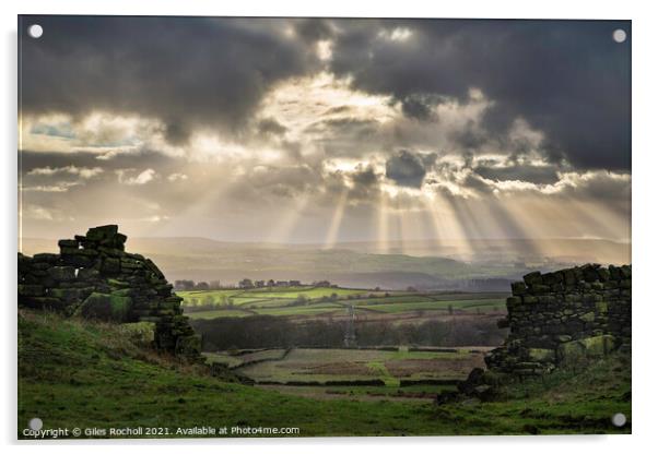 Yorkshire cloud burst Bingley Acrylic by Giles Rocholl