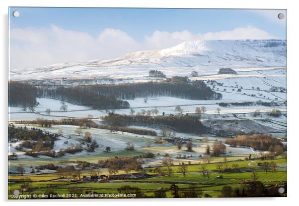 Snow Yorkshire Dales Acrylic by Giles Rocholl