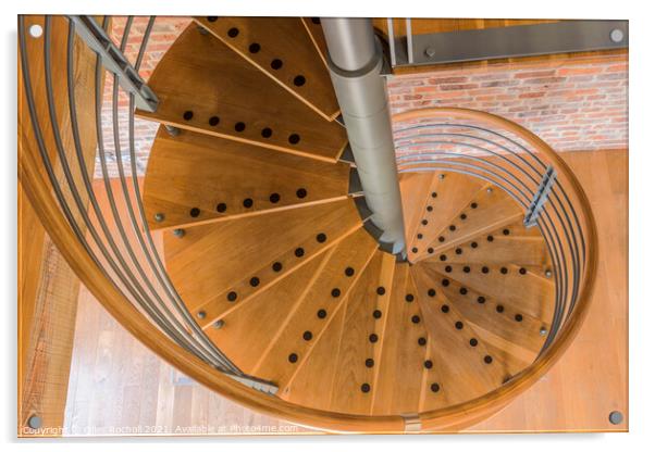 Abstract wooden spiral stair case Acrylic by Giles Rocholl