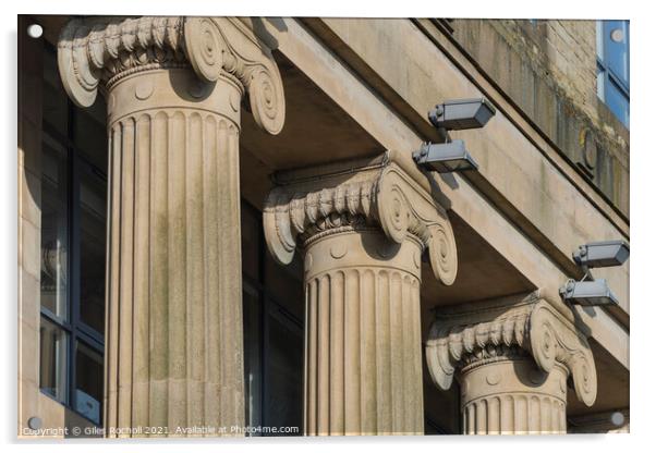 Ionic columns building Acrylic by Giles Rocholl