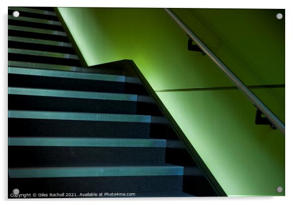 Building stairs modern green Acrylic by Giles Rocholl