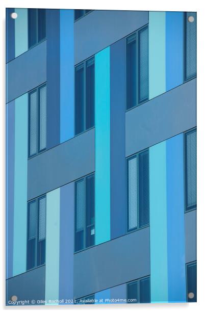 Abstract blue modern pattern building Acrylic by Giles Rocholl