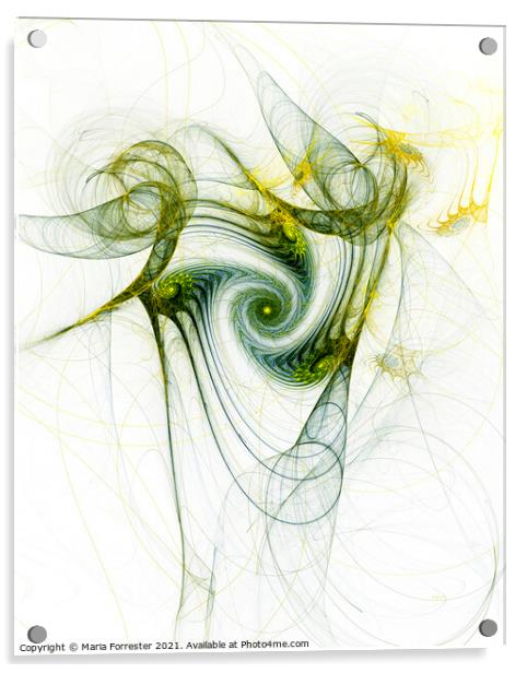 Elven Gold Abstract Fractal Art Acrylic by Maria Forrester