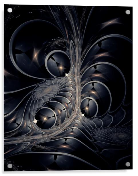 Silver Optics Fractal Abstract Art Acrylic by Maria Forrester