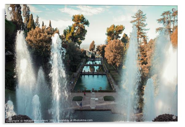 Beautiful nature park with water canons in Tivoli  Acrylic by Mihajlo Madzarevic