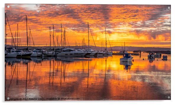 Brixham Harbour summer sunset - Devon Acrylic by Paul Naude