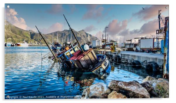 Flooded Hout bay harbour South Africa Acrylic by Paul Naude