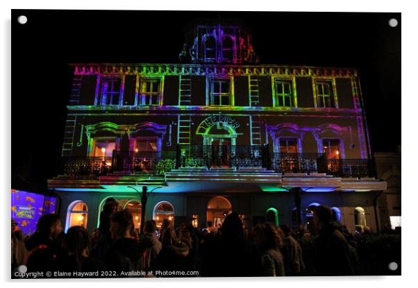 The Pier Hotel in Harwich illuminated at night Acrylic by Elaine Hayward