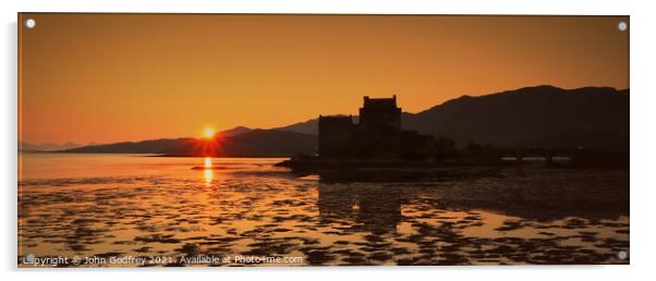 Eilean Donan Castle Sunset Acrylic by John Godfrey Photography