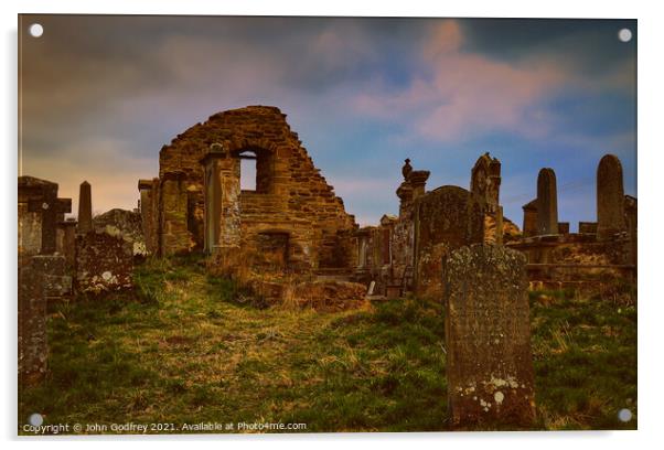 Lennel Old Churchyard Acrylic by John Godfrey Photography