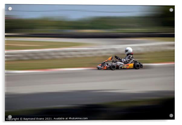 Go Kart racing  Acrylic by Raymond Evans