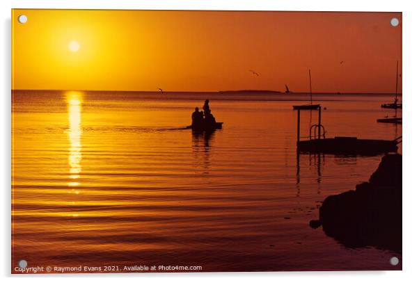 Florida Sunset Seascape Acrylic by Raymond Evans