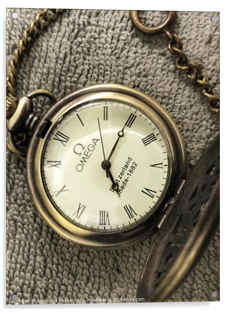 Antique Omega fob watch Acrylic by Raymond Evans