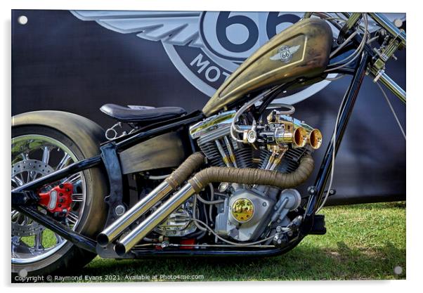 Harley Davidson Chopper Acrylic by Raymond Evans