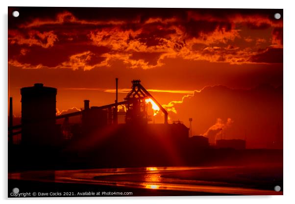Redcar Blast Furnace at sunset Acrylic by Dave Cocks