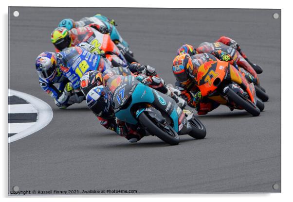 British Moto GP 2021Silverstone: MOTO 3 Acrylic by Russell Finney