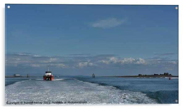 Offshore windfarm supply vessels Acrylic by Russell Finney