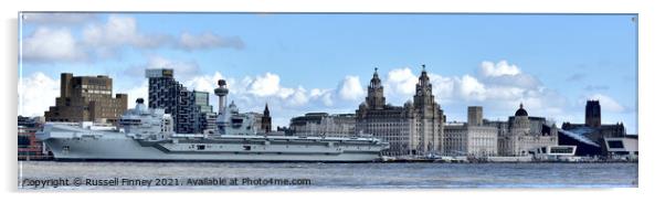 HMS Prince of Wales (R09) in Liverpool Merseyside England Acrylic by Russell Finney
