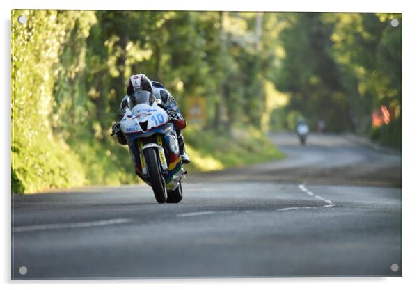 2016 IOM TT road racesBruce Anstey – Valvoline Padgetts Honda Acrylic by Russell Finney