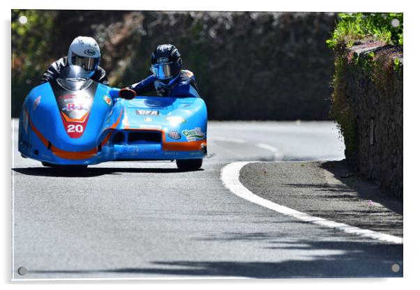 2022 Isle of Man TT Sidecar Race 2 Friday June 10 Acrylic by Russell Finney