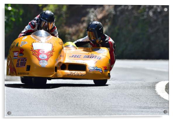 2022 Isle of Man TT Sidecar Race 2 Friday June 10 Acrylic by Russell Finney