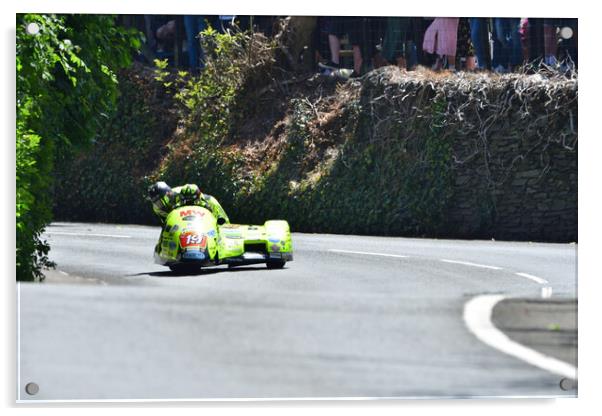 2022 Isle of Man TT Sidecar Race 2 Friday June 10 Acrylic by Russell Finney