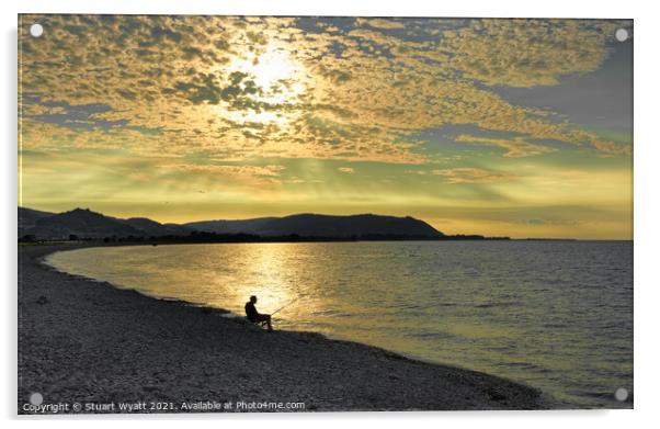 Blue Anchor Bay Sunset Acrylic by Stuart Wyatt