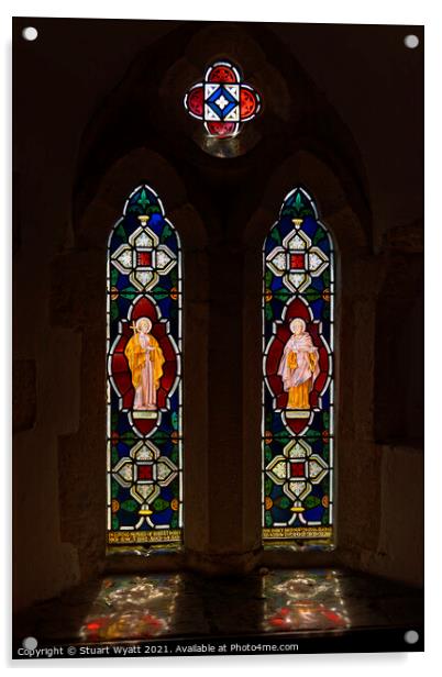 Stained Glass Window, St Peter's Church, Church Kn Acrylic by Stuart Wyatt